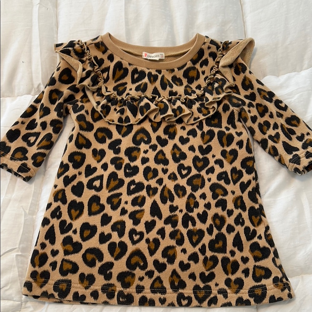 Crewcuts by J.Crew Kids Velvet Kayla Dress, Leopard Print Brown size:2 (toddler)